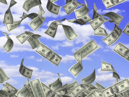 Symbol of wealth and success -  rain from dollars